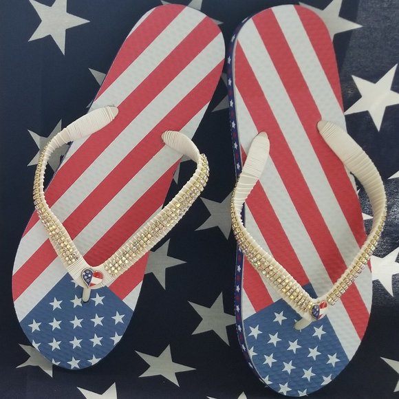 Women's American Flip flops, 4th July flip flops, Independence Day flip flops. - Picture 1 of 17